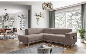 Divano angolare marrone allungabile e con contenitore (penisola a sinistra/a L) Classy Sophie – Miuform