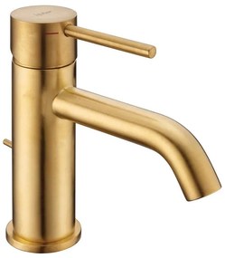 Rubinetto per lavabo a canna bassa TAYRONA oro spazzolato satinato HUBER H 16.4 cm