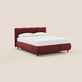 ARKAM letto imbottito con vano contenitore e testiera a lavorazione verticale - design shabby chic in tessuto certificato Oeko-Tex®