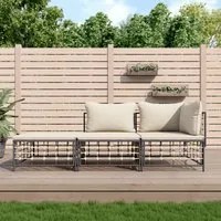 Set Divani da Giardino 3 pz con Cuscini Antracite in Polyrattan 3186724