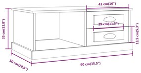 Tavolino Salotto Bianco Lucido 90x50x35 cm Legno Multistrato
