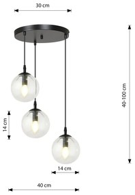 Lampadario a Sospensione COSMO 3 BLACK TRANSPARENT PREMIUM Colore del corpo Nero