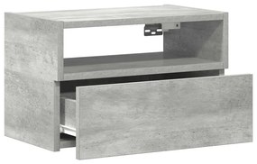 Comodino a muro grigio cemento 45x26x28,5 cm