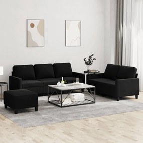 Set Di Divani 3 Pz Con Cuscini Nero İn Velluto /
