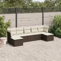 Set Divani da Giardino 7 pz con Cuscini Marrone in Polyrattan 3218033