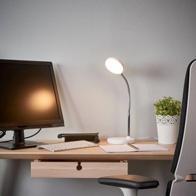 Lampada da scrivania a LED Lindby Milow, bianco, metallo, altezza 35 cm