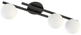 Plafoniera Moderna Nettuno Acciaio Nero Vetro 3 Luci E14 Ip20