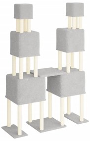 Albero per gatti con tiragraffi in sisal grigio chiaro 199 cm