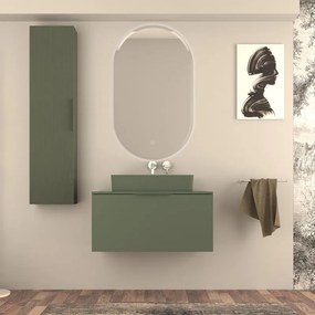 Mobile da bagno sospeso sotto lavabo Modula di BADEN HAUS L 90 x H 43 x P 44 cm verde opaco liscio, 2 cassetti