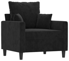 Poltrona nero 60 cm velluto