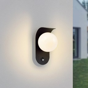 Lindby Applique da esterno a LED Lacie, sensore, nero/bianco