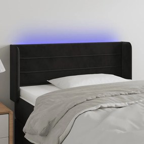 Testiera A Led Nera 83x16x78/88 Cm İn Velluto /