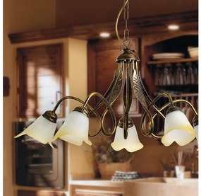 ONLI - Lampadario a sospensione con catena DOPPIO GIRO 5xE14/6W/230V bronzo