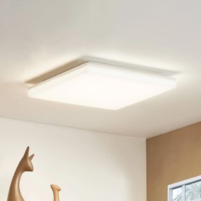 Prios Plafoniera LED Artin, 33 cm, bianco, angolare, sensore Artin PRIOS, Bianco / Opale, Bagno, Plastica, Moderno, Plafoniera