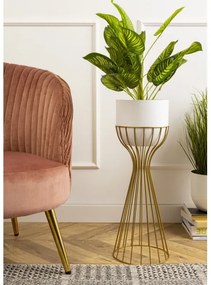 Vaso da fiori in metallo LOFT 56x20 cm oro/bianco