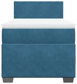 Giroletto a molle con materasso blu scuro 90x200 cm in velluto