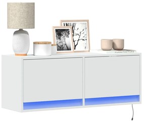 Mobile Tv A Parete Con Luci Led Bianco 100x31x35 Cm /