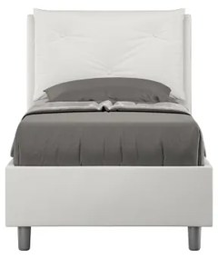 Letto singolo contenitore imbottito 80x200 similpelle bianco Appia