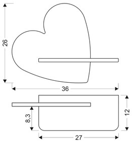 Applique LED per bambini con mensola HEART LED/5W/230V rosa/legno