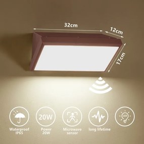 Brilagi-LED Lampada da parete esterna con sensore TRIANGLE LED/20W/230V, marrone, IP65