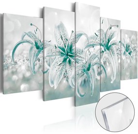 Quadri su vetro acrilico  Sapphire Lilies [Glass]  Colore Blu, Dimensioni e Misure 100x50