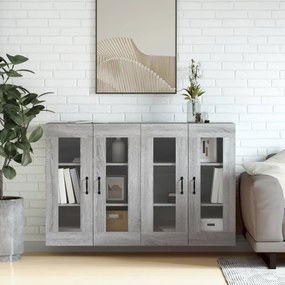 Armadietti A Parete 2 Pz Grigio Sonoma İn Legno Multistrato /