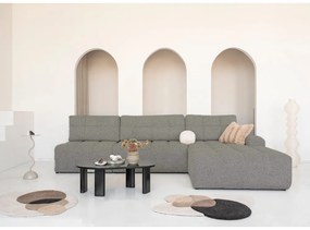 Divano angolare componibile marrone chiaro allungabile/con contenitore (con penisola a destra) Lulu – Miuform