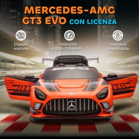 Macchina Elettrica Bambini 3-8 Anni Licenza Ufficiale Mercedes AMG 12V con Telecomando Luci LED Arancione...