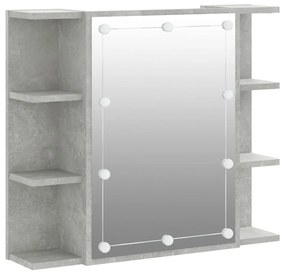 Mobile a specchio con led grigio cemento 70x16,5x60 cm