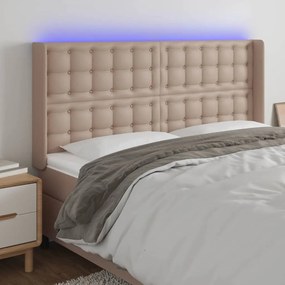 Testiera A Led Cappuccino 147x16x118/128 Cm İn Similpelle /
