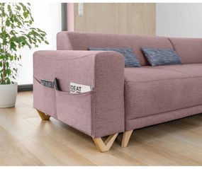 Divano angolare rosa allungabile e con contenitore (con penisola a destra/a L) Classy Sophie – Miuform