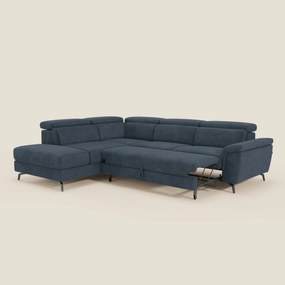 Estro Divano angolare estraibile - poggiatesta reclinabili in tessuto impermeabile T14 blu