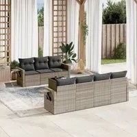 Set Divano da Giardino 8 pz con Cuscini Grigio in Polyrattan 3252267