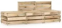 Set Divani da Giardino 3 pz in Legno di Pino Impregnato Verde cod mxl 42776