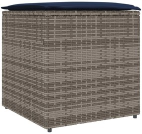 Scatola di stoccaggio  grigio e blu navy rattan e cuscino in tessuto