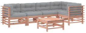 Set divani giardino 6 pz con cuscini legno massello di douglas