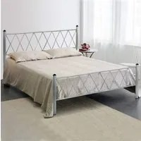 Letto in Ferro Battuto Moderno matrimoniale PIRAMIDE cm 160x190 Artigianale colore Grigio