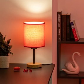 Brilagi - Lampada da tavolo NUBILA WOOD 1xE27/25W/230V quercia/rosso