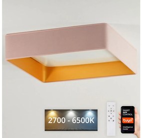 Brilagi-LED Plafoniera dimmerabile VELVET SQUARE LED/36W/230V Wi-Fi Tuya + telecomando rosa