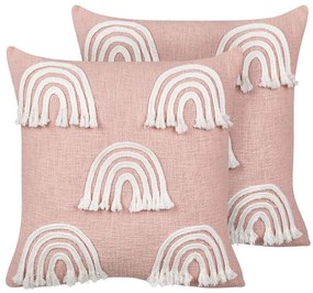 Set di 2 cuscini cotone rosa 45 x 45 cm LEEA Beliani