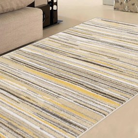 Tappeto Soave Rigato geometrico crema e giallo, L 190 x L 133 cm