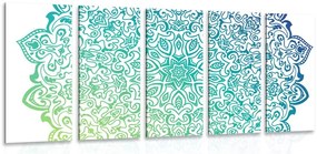 Quadri 5 pezzi – Mandala verde blu