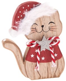 Statuetta natalizia in legno (altezza totale 11 cm) Happy Cat – Dakls
