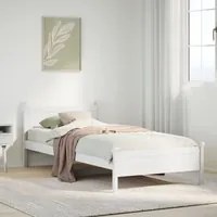 Letto senza Materasso Bianco 75x190 in Legno Massello di Pino 855616