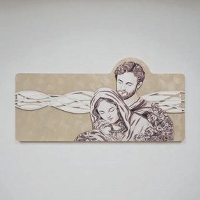 Quadro 59x119 cm Sacra Famiglia legno laminato figura stampata oro