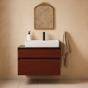 Mobile da bagno sotto lavabo Fusion rosso opaco L 99.5 x H 60 x P 45.5 cm 2 cassetti, lavabo non incluso