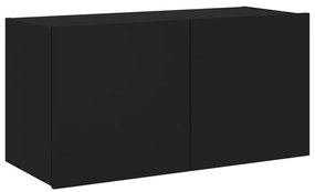 Mobile tv a parete con luci led nero 80x35x41 cm
