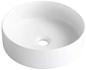 Lavabo da appoggio tondo in ceramica bianco opaco