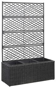 Letto Rialzato A Traliccio 3 Vasi 83x30x130 Cm Polyrattan Nero /