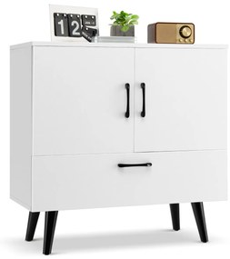 Costway Mobiletto portaoggetti moderno per soggiorno e ingresso, Credenza da buffet con 2 ante e 1 cassetto Bianco
